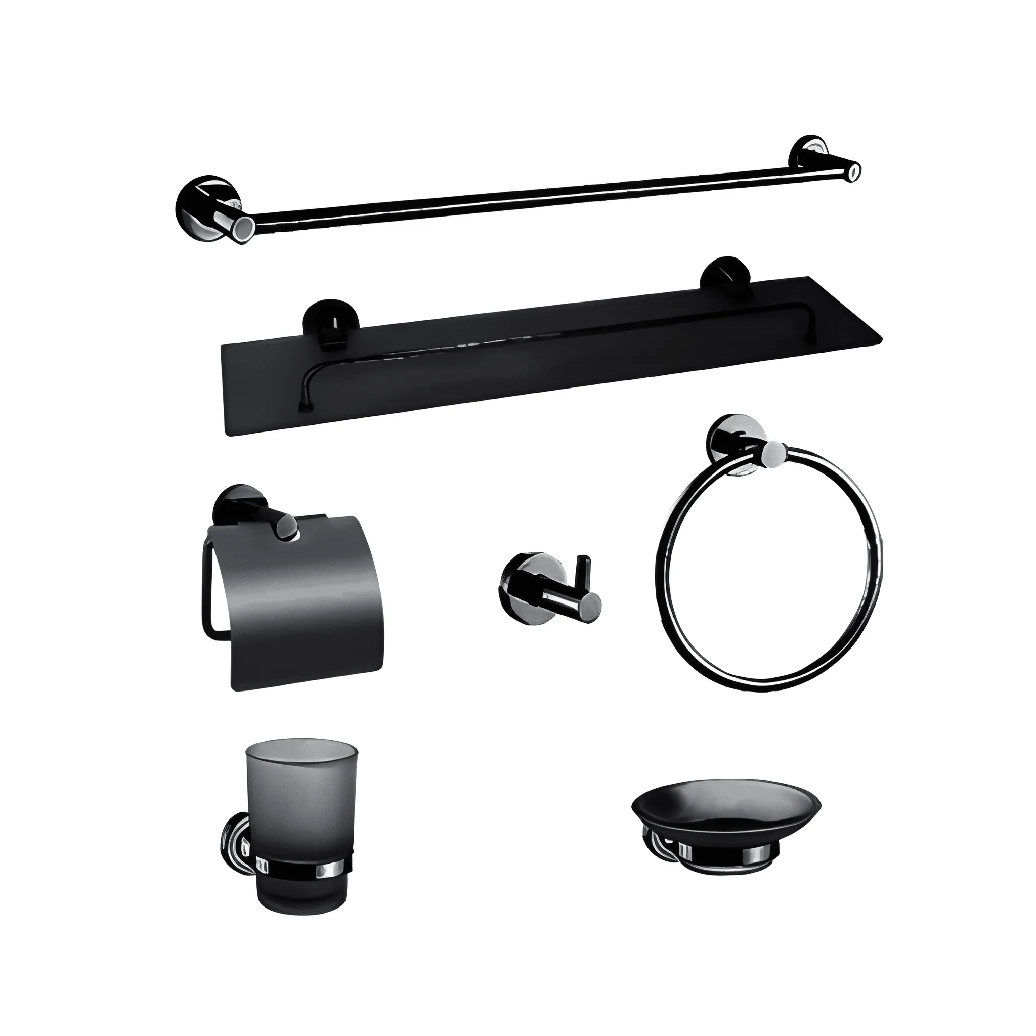 Siena Value 7-Piece Matte Black Bathroom Hardware Set Model 7072503