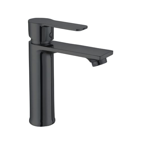 Siena Matte Black Single Lever Basin Mixer – Brass & Zinc Bathroom Faucet with Water-Saving Eco Design – Model 6060162B