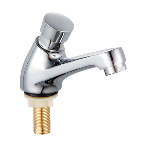 Siena Chrome Push Pillar Cock – Brass Tap with Push-Button Operation for Bathrooms & Public Spaces – Model 8080107