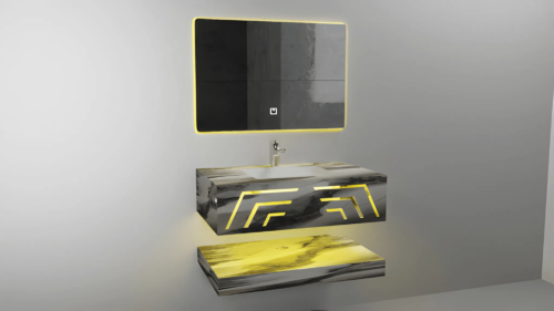 Pandora Marble Cabinet 80cm2 PC LED with LED Mirror (80 x 60 cm) – 9091201P