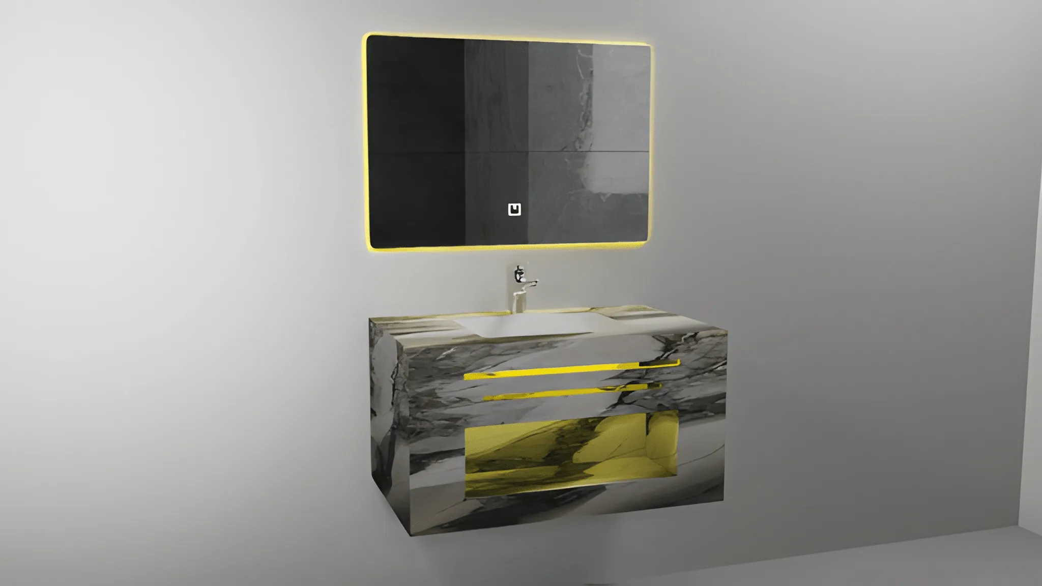 1 PC LED Marble Cabinet Pandora 80cm with LED Mirror (80 x 60 cm) – 9092201P