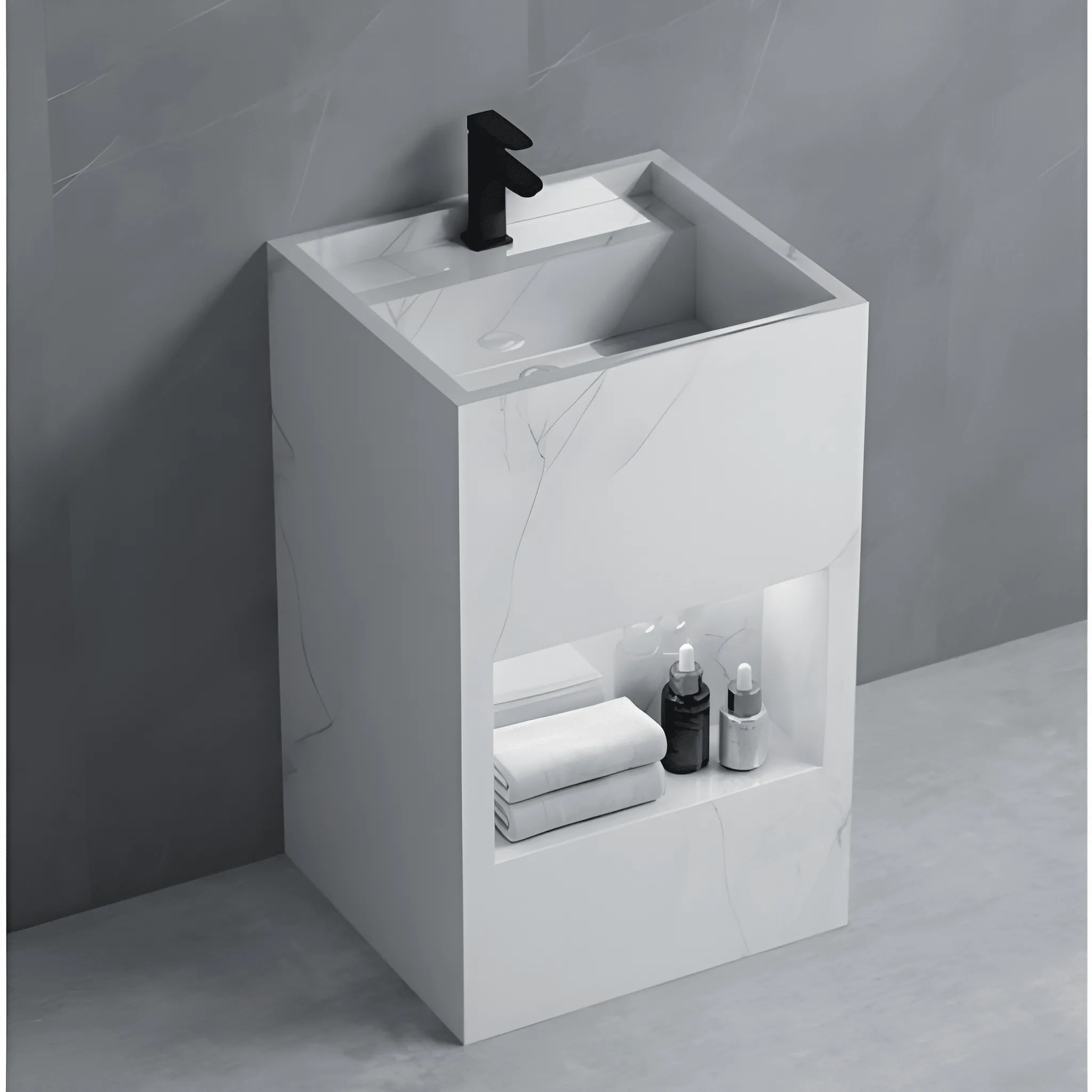 White Marble Basin Classic Natural Stone Sink for Elegant Bathrooms – Model 9090101W