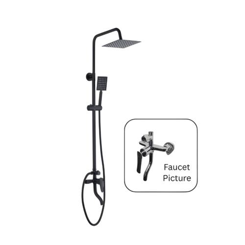 Black Shower Set with Faucet Matte Finish 6065306