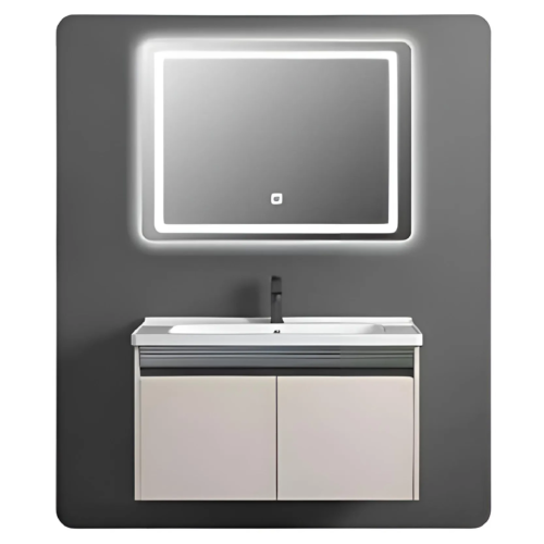 Siena 80cm Ivory Stainless Steel Cabinet with LED Mirror – 9093102I