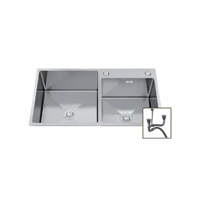 Siena 80x45cm Double Bowl Stainless Steel Silver Kitchen Sink – HD8045M