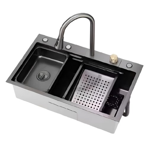 Siena 75x45 Nano Black Dolphin Design Kitchen Sink – HSD7545B